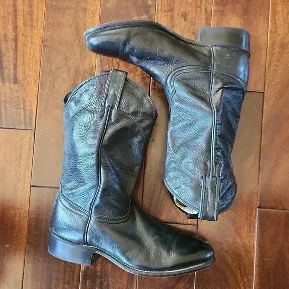 Laredo Genuine Leather Classic Black Western Cowgirl Boots Size 7.5 M - Picture 4 of 9